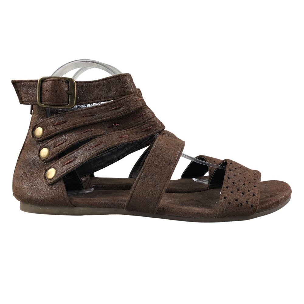 Corkys Women's Size 8 Terrance Brown Faux Suede Open Toe Back Zip Sandals